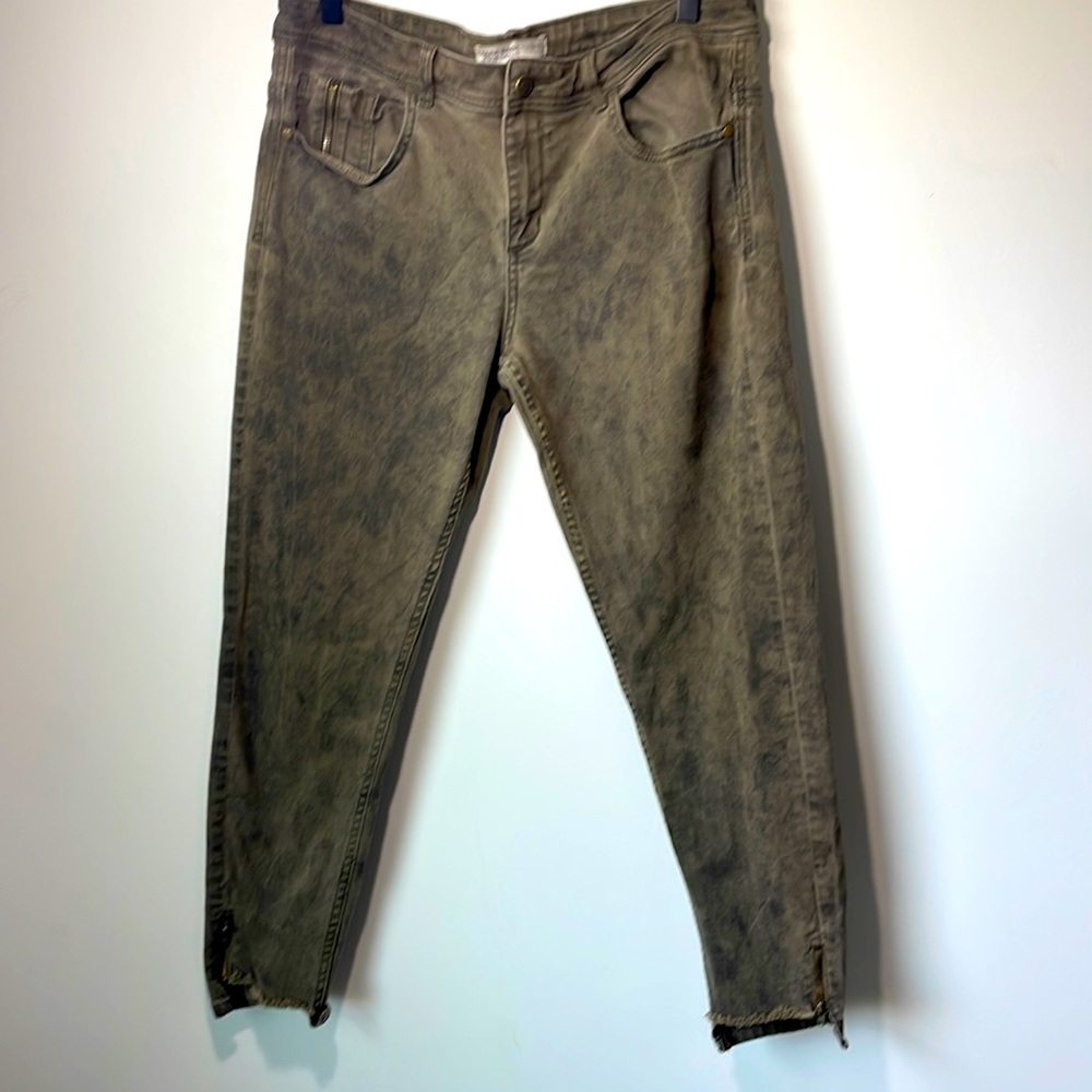Zara basic skinny Jean zipper Hem pocket detail Grunge Streetcore Size 12